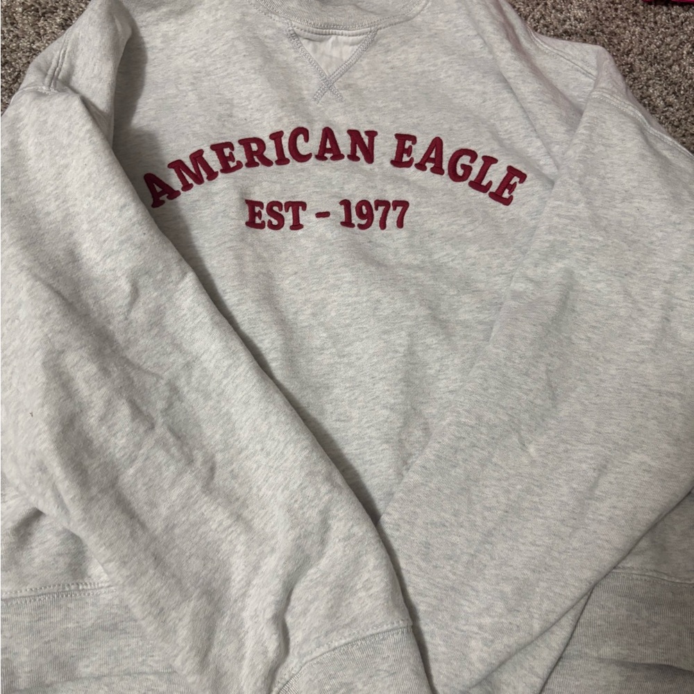 American Eagle Outfitters Light Gray Crewneck Sweater